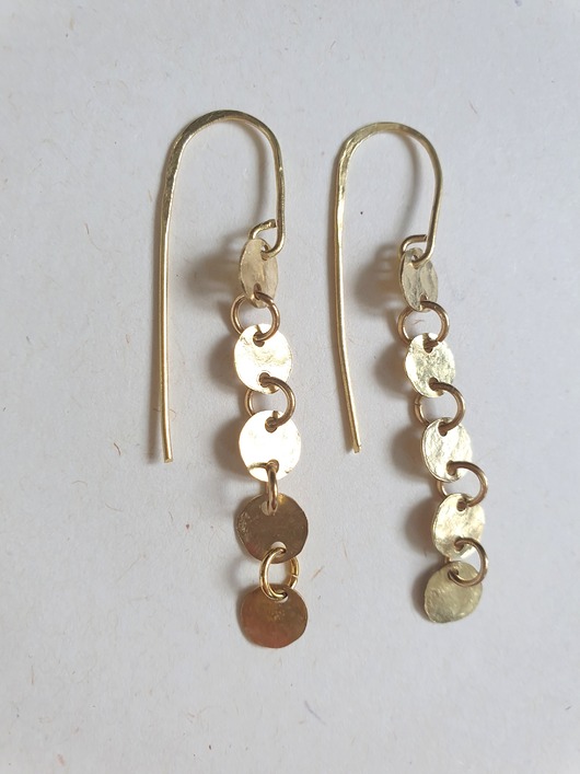 kolczyki z mosiądzu Kolczyki GEOMETRIA  okrągłe blaszki x5, mosiądz, rustykalne