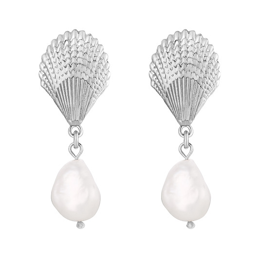 kolczyki srebrne Srebrne kolczyki muszle z perłami naturalnymi
