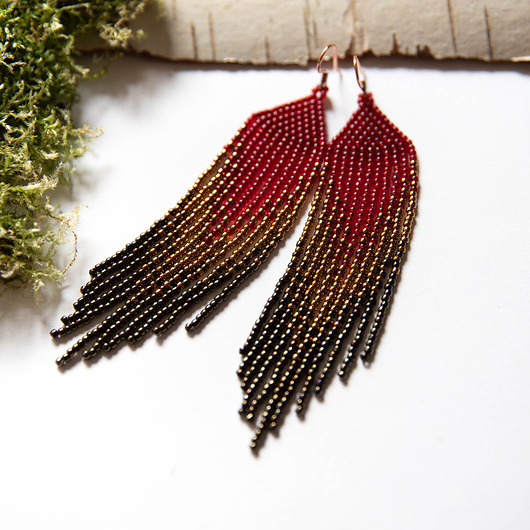 kolczyki szklane Kolczyki cieniowane - bordowy, miedziany, brązowy