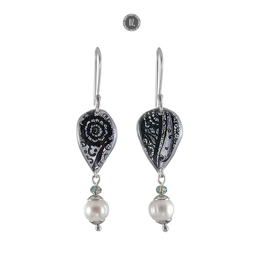 kolczyki z żywicy Kolczyki Lace Drops z perłami - długie