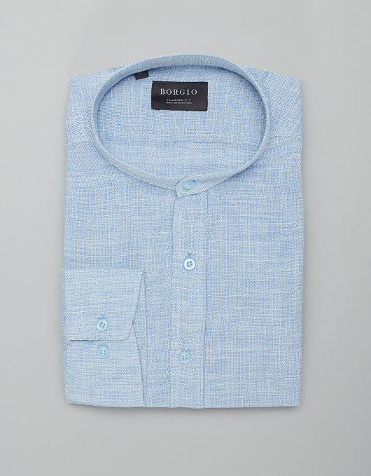 koszule męskie Męska koszula ze stójką limina 00408 błękit tailored fit