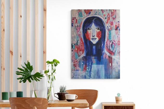 obrazy Obraz ręcznie malowany na płótnie 70x100 cm - Nimfa Wodna