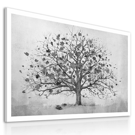 obrazy Obraz na płótnie z drzewem czarnobiały 120x80cm