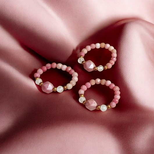 pierścionki elastyczne MIŁOŚĆ :: pierścionek : rodonit, kryształ górski,hematyt