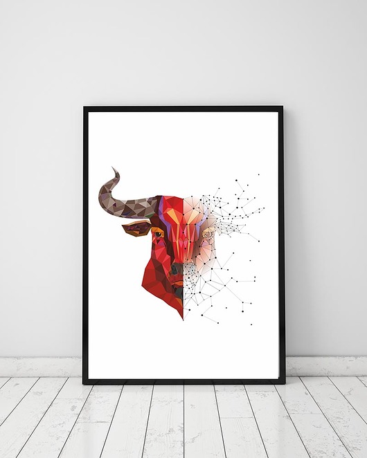 plakat. majestatyczny byk (format A3) Love Life and Forest