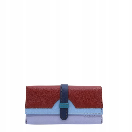 portfele damskie Portfel damski skórzany ze skrawków kolorowy przegródki na karty OLIVKA