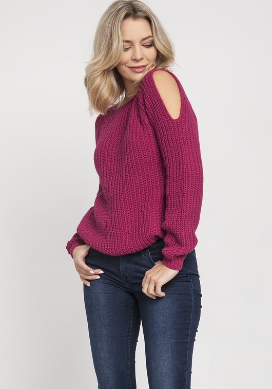 Raglanowy sweter, SWE176 amarant MKM
