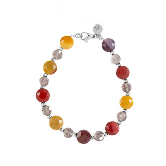 bransoletki z kamieni naturalnych Bransoletka w jesiennych kolorach z brązem - Wersja Srebrna