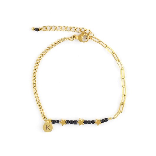 bransoletki z kamieni naturalnych Baby Bestseller! Bransoletka z gwiazdkami - czarny Spinel