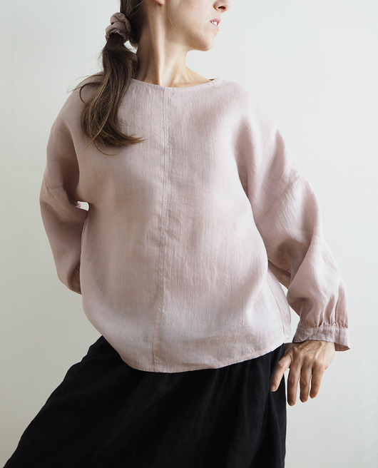 bluzki z długim rękawem damskie Bluzka "STAR" old rose, 100% len