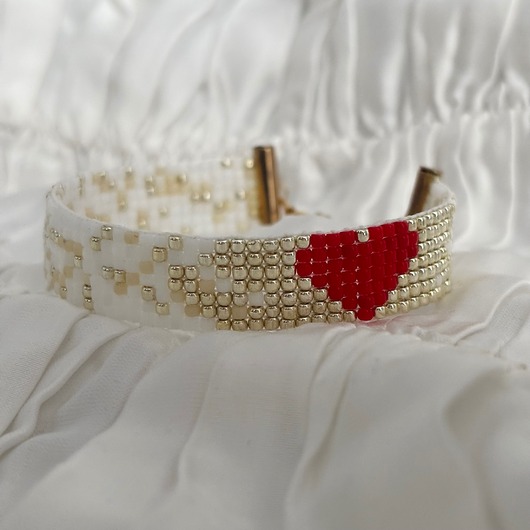 bransoletki ze szkła Bransoletka szklane koraliki Toho stal chirurgiczna - Heart