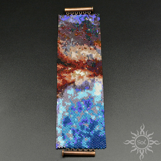 bransoletki ze szkła Ilúve - Celestial Snow Angel I, szeroka wyplatana bransoleta, beading