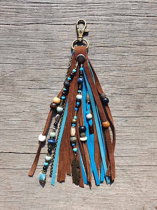 breloki Skórzany  brelok, chwost  do torebki, zawieszka do torebki boho
