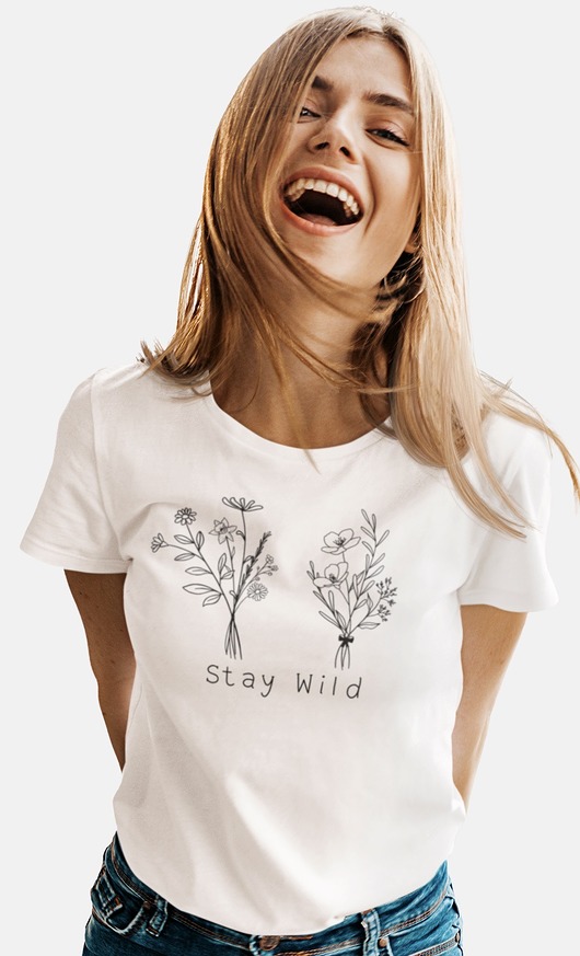 t-shirt damskie Koszulka kwiaty line art rośliny natura