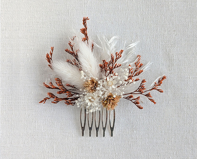 spinki i klamry do włosów Spinka do włosów z naturalnymi kwiatami brązowa łąka