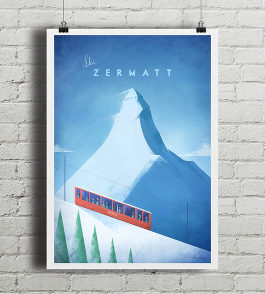 Matterhorn - Zermatt - vintage plakat minimalmill