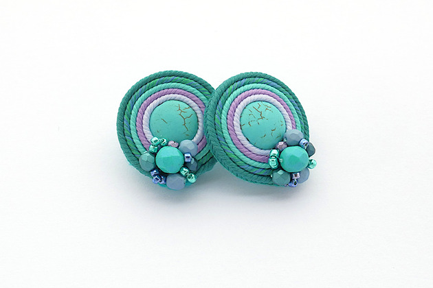 kolczyki soutache Turkusowe koła