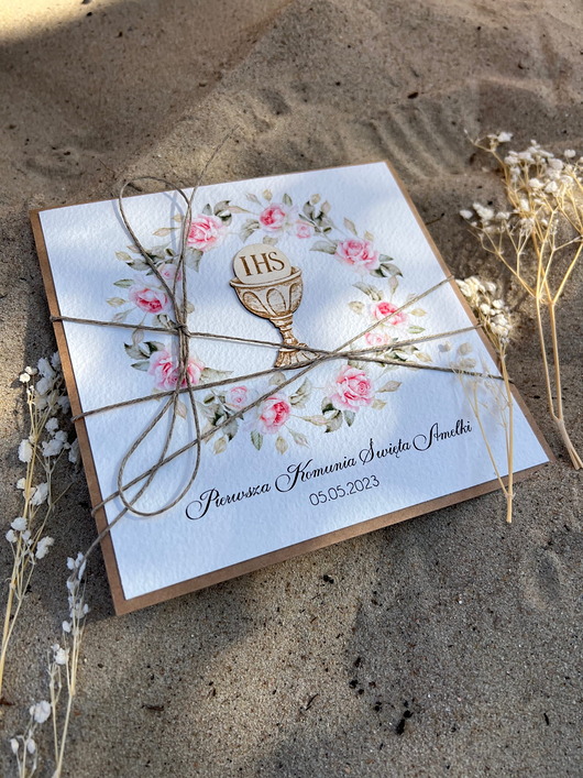 zaproszenia na komunię Najpiękniejsze zaproszenia handmade komunijne, na komunię dla dziewczynki - r