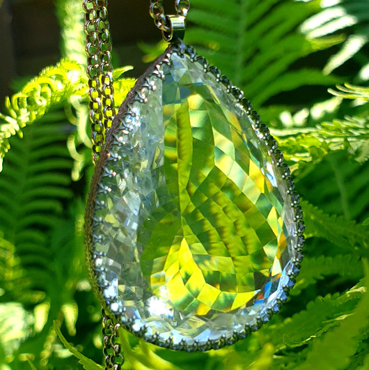 wisiory Naszyjnik Amulet - Kryształ Górski Srebro - Unikat O