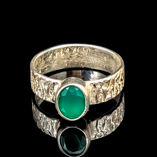 pierścionki srebrne Pierścionek srebrna kora z agatem