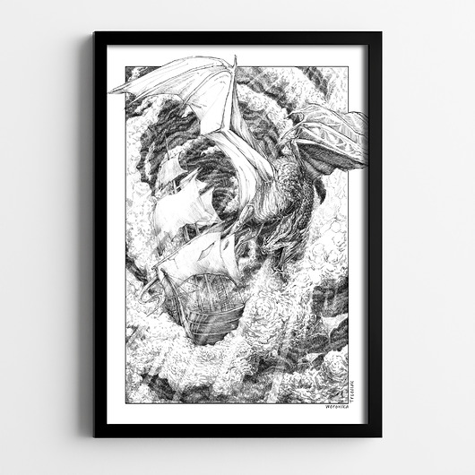 plakaty Plakat Smok w chmurach