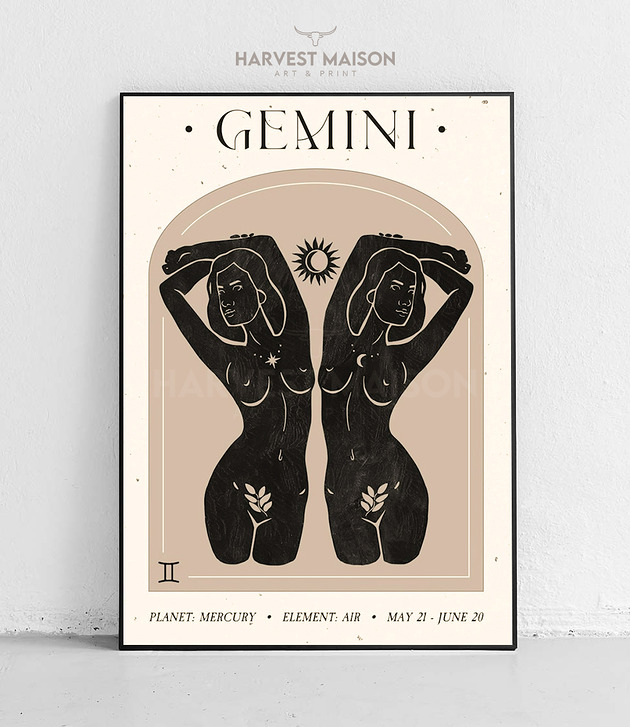plakaty Plakat Pomysł na prezent Zodiakalna Kobieta Znak Zodiaku Bliźnięta