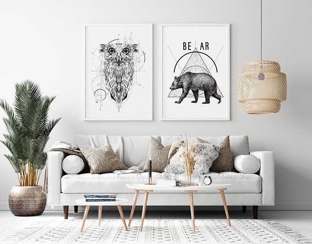 plakaty Zestaw plakatów z geometrycznymi zwierzakami