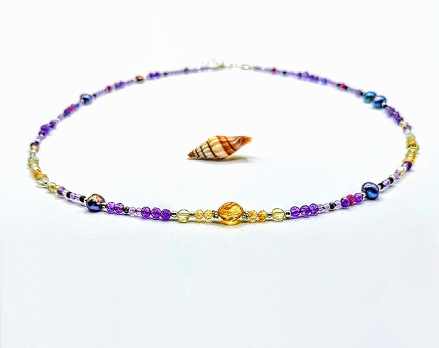 srebrne naszyjniki Naszyjnik z ametystem i cytrynem ombre