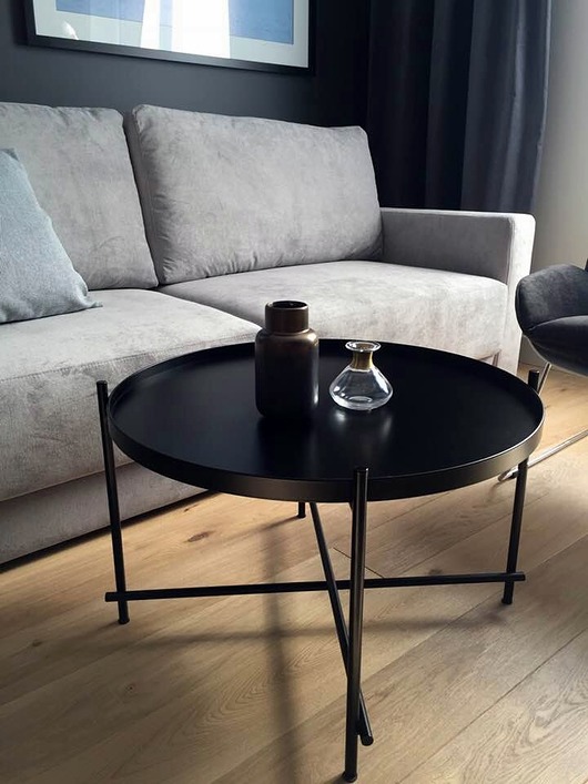 stoliki kawowe Czarny stolik kawowy okrągły fi 70cm