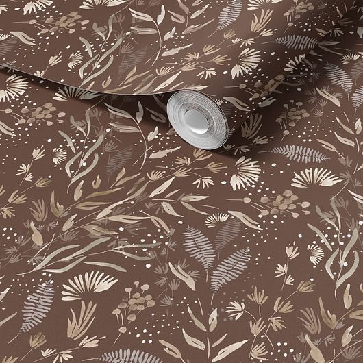 tapety i naklejki ścienne Tapeta do salonu, łazienki,przedpokoju. Flowers. Brązowe Kwiaty Akwarelowe