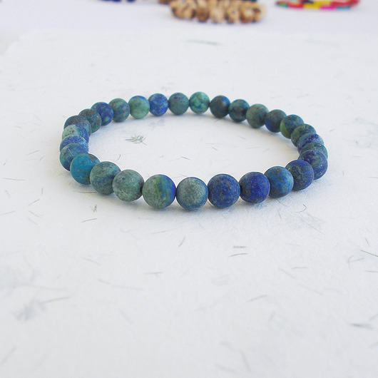 bransoletki z kamieni naturalnych Chryzokola matowa bransoletka