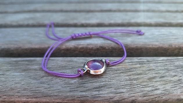 bransoletki wire wrapping Ametyst   - bransoletka sznurkowa