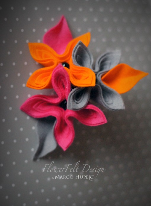 Orange pink grey FlowerFelt Design