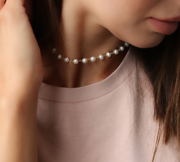 Naszyjnik choker perły srebro 925 pozłacane Coccola JEWELLERY