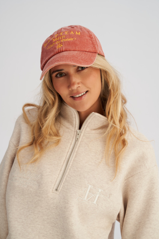 czapki damskie Sprana czapka z daszkiem VINTAGE pomarańczowa