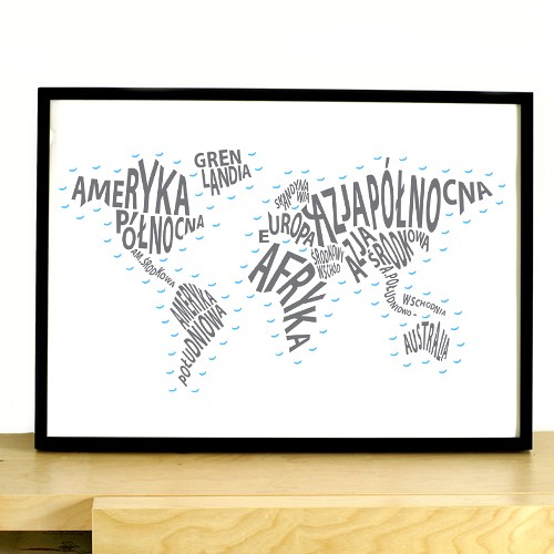 Plakat w Świat - wersja szara ONE MUG A DAY
