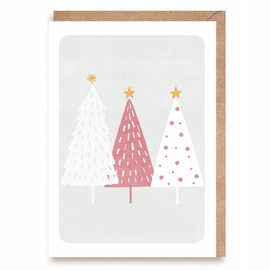 kartki świąteczne Kartka na Boże Narodzenie Pastelowe choinki