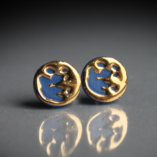 kolczyki ceramiczne BLUE MOON 11mm/stal chirurgiczna/