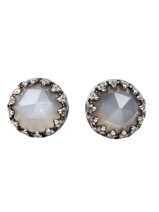 kolczyki z kamieniami Kolczyki sztyfty oksydowane Petite z kamieniem księżycowym