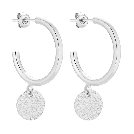 kolczyki pozłacane Srebrne półkola L z chropowatymi kółeczkami