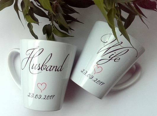 Kubki Ślubne Latte  WIFE/HUSBAND FarrowDesign