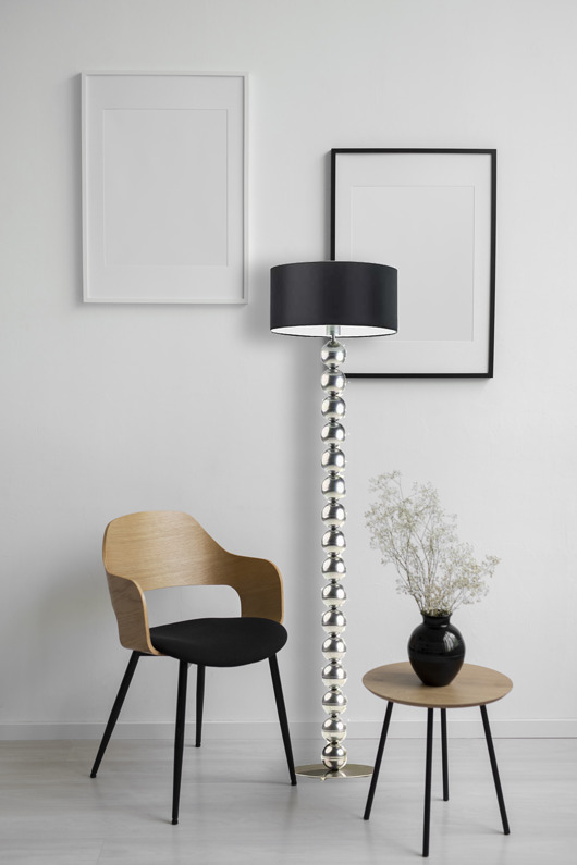 lampy podłogowe Nowoczesna lampa stojąca z kulami przy podstawie GIZA w kolorze srebrno-czarnym