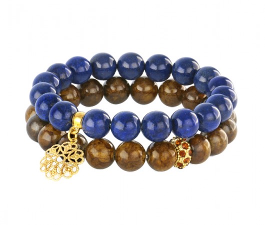 Brown & navy blue jade - set. Lavoga