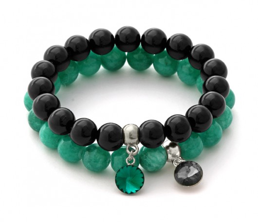 Emerald & black jade set with pendants. Lavoga