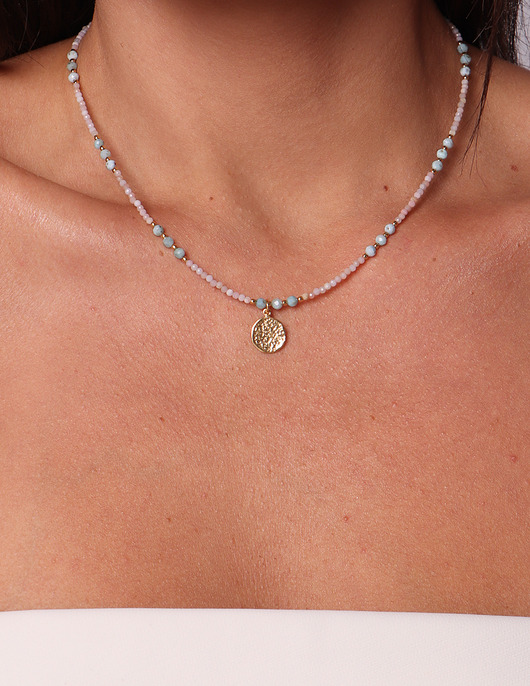 naszyjniki - inne Naszyjnik kamień larimar opal z zawieszką