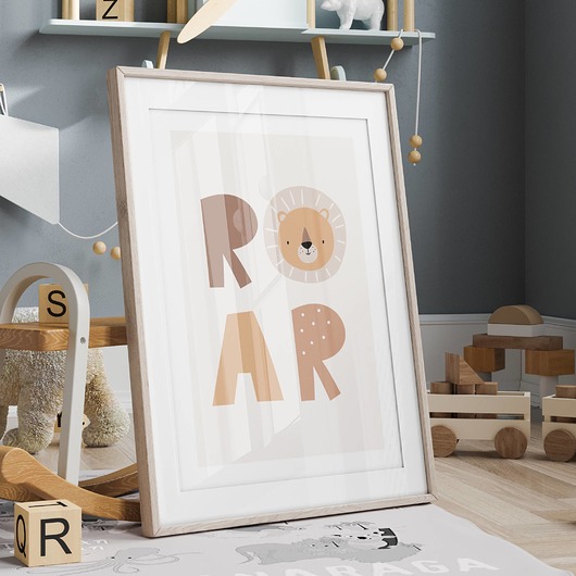 obrazy i plakaty do pokoju dziecięcego Plakat ROAR z Lwem P66