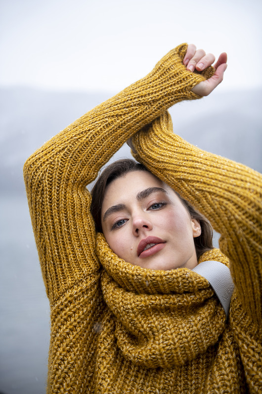 Sweter Luna Musztardowy melanż Nubee