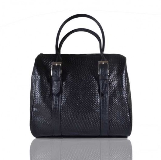 Torebka XXL - Weaved Black Leather Kat of Colours