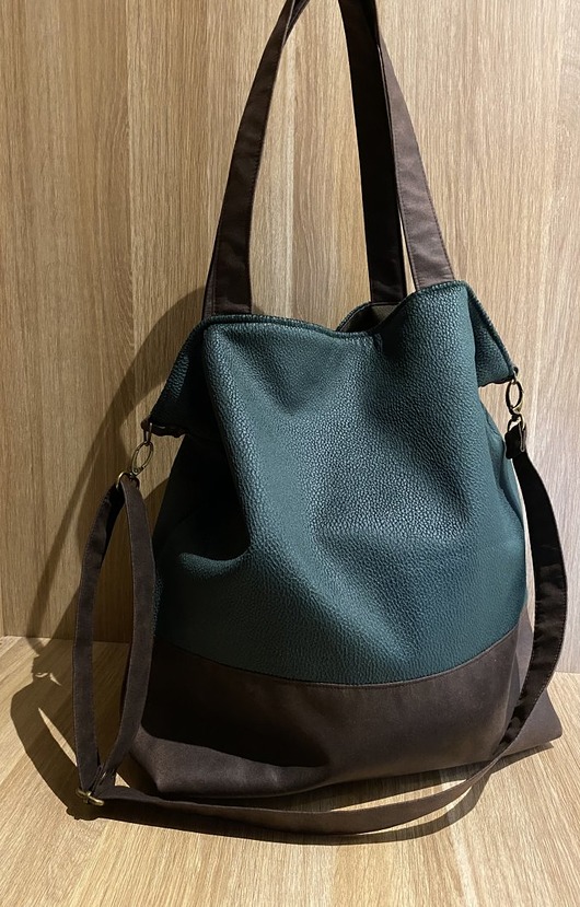 torby XXL Torba na ramię XXL - butelkowa zieleń, brąz