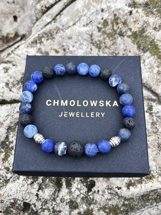biżuteria męska Bransoletka męska Sodalit i Lawa